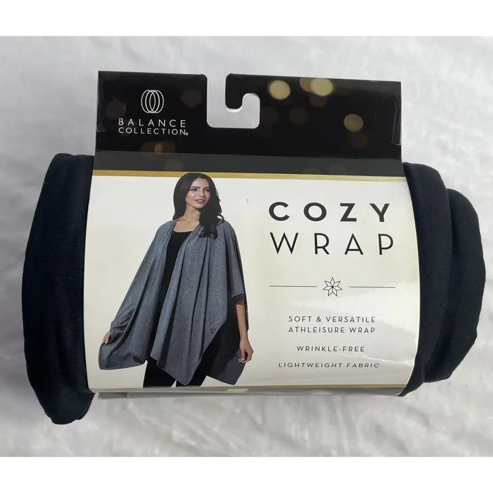 Balance Collection Cozy Wrap NWT BLK MSRP $50 Cardigan Athleisure Travel…